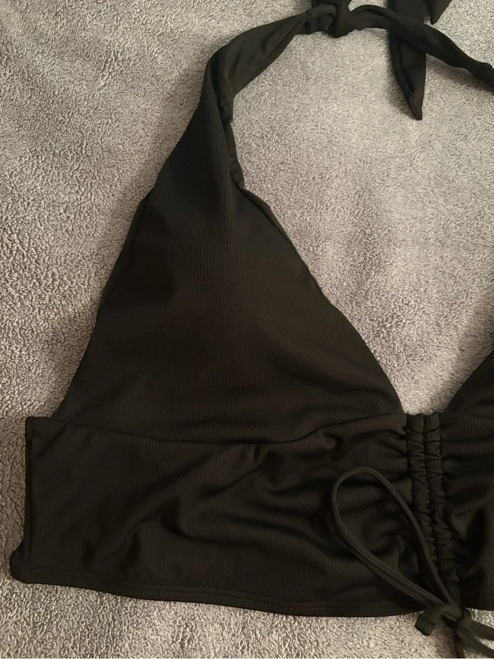 Fashion Nova Swim Bikini Top Halter Plus Size 3X Black Tie Detail Padded